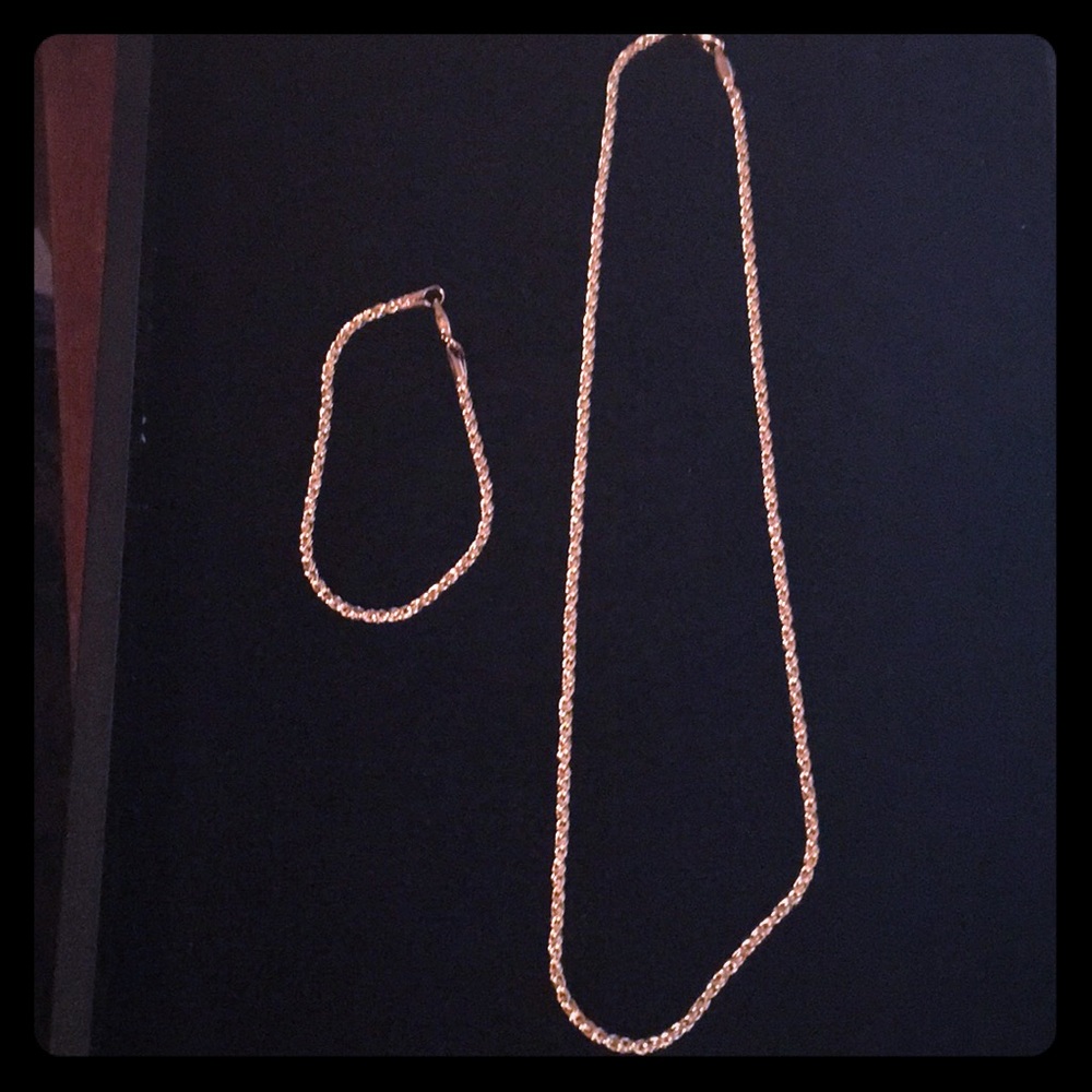 19” Gold Chain Necklace and 7” Gold Chain Bracelet
